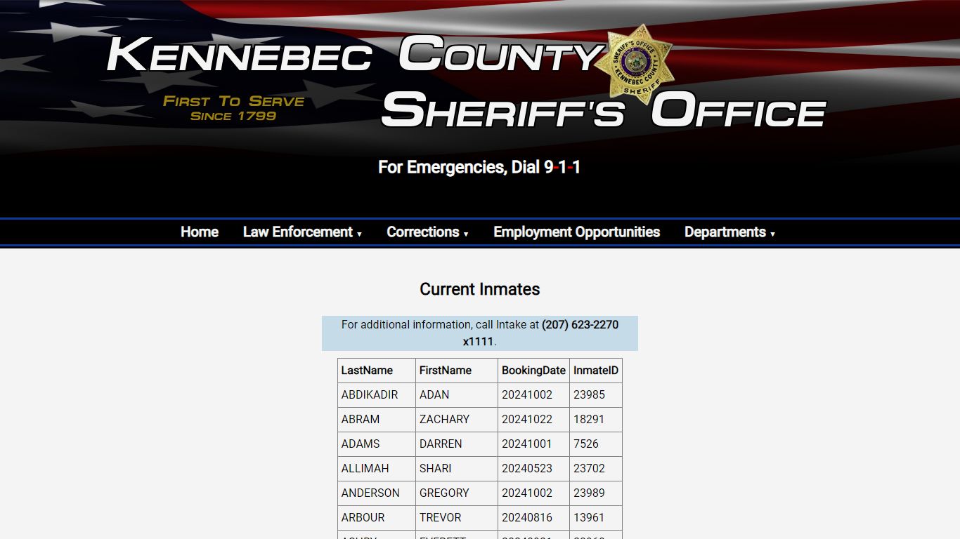 Current Inmates - Kennebec County Sheriff's Office