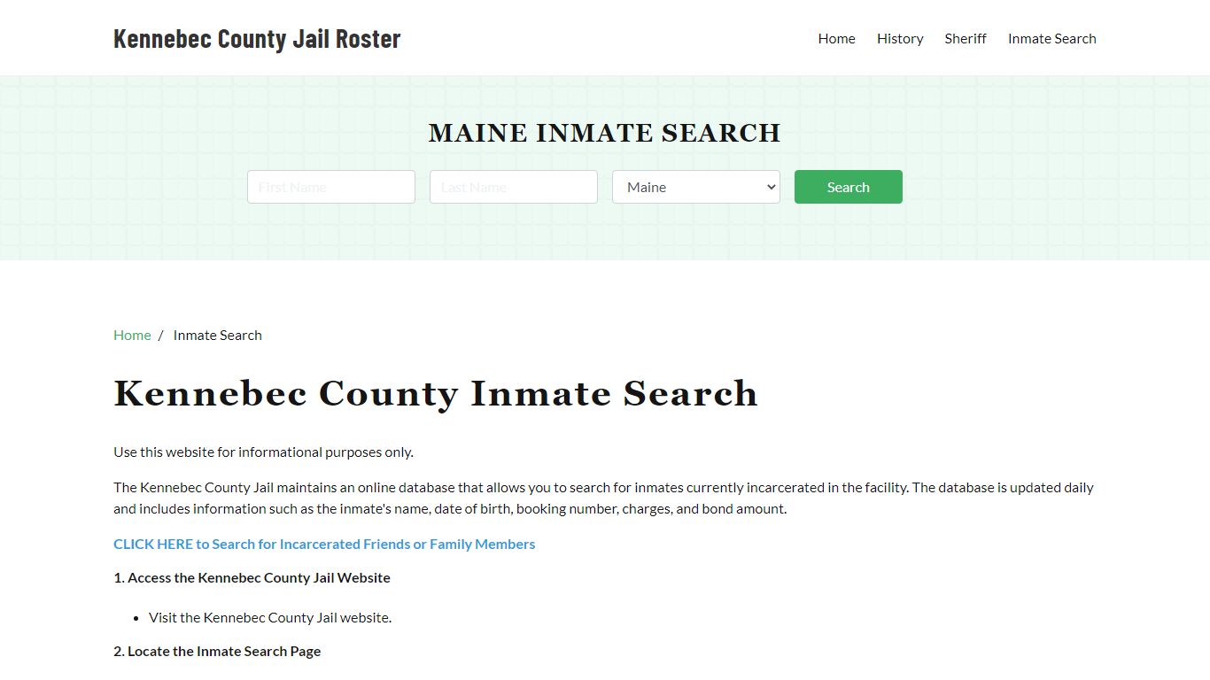 Kennebec County, ME Detainee Lookup