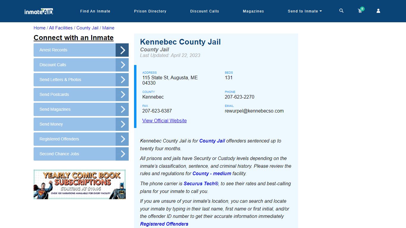 Kennebec County Jail - Inmate Locator