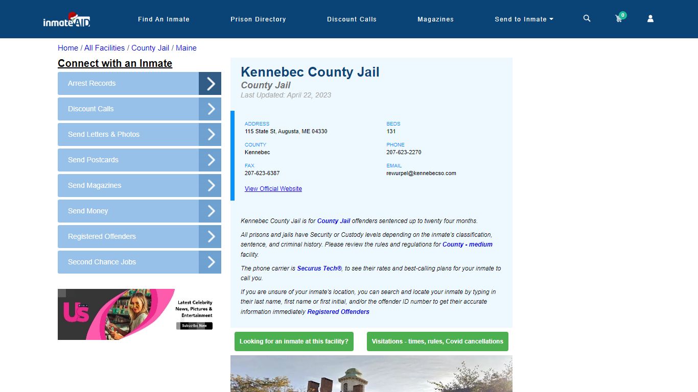 Kennebec County Jail - Inmate Locator - Augusta, ME